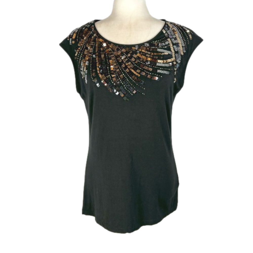 Cleo black sequinned t-shirt